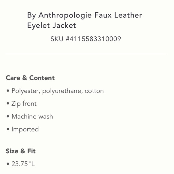 ✨ Anthropologie Faux Leather Eyelet Jacket - Picture 6 of 7